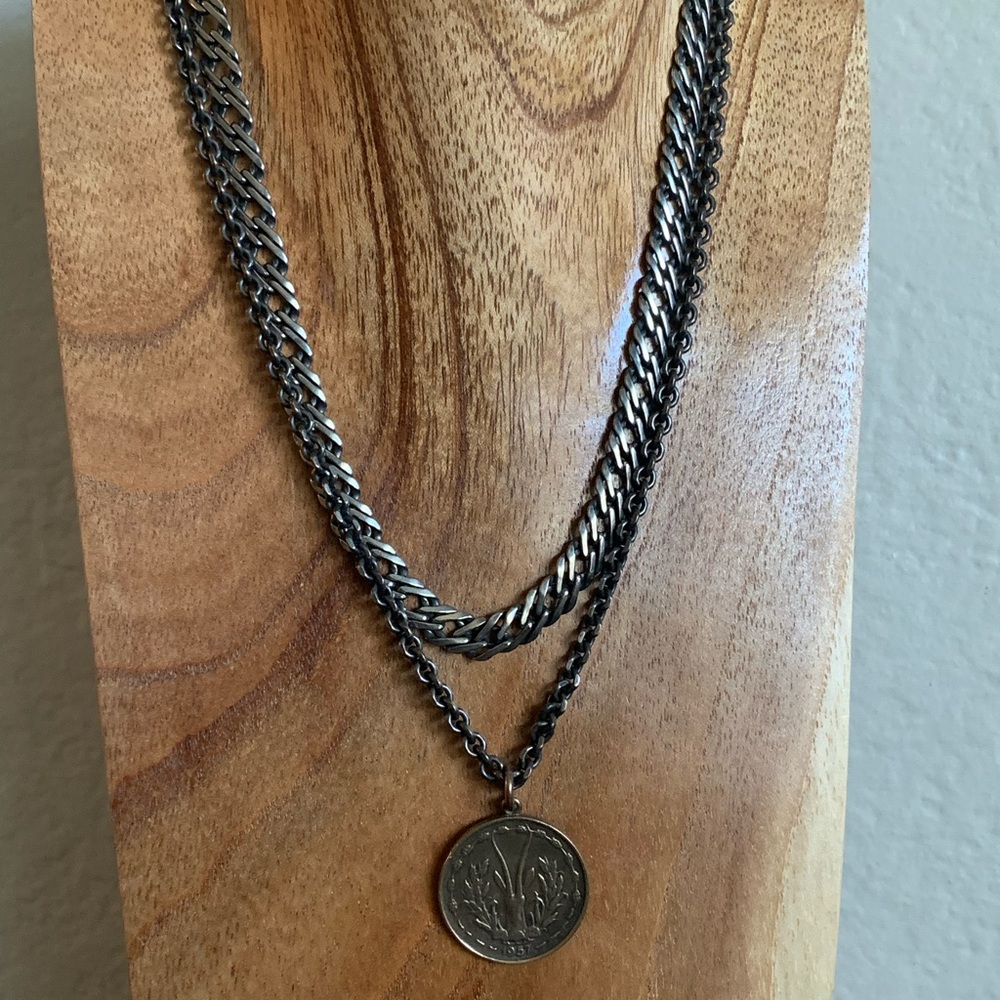 Double Stranded Necklace with a Medallion